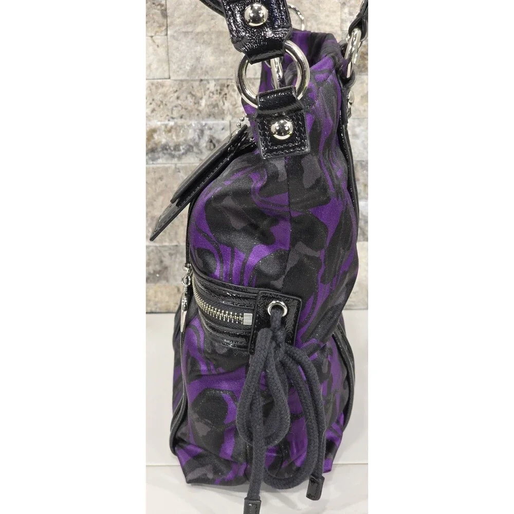 Coach Y2K Poppy Daisy Ocelot Glam Tote Purple Leopard Print Glitter Indie Sleaze - Picture 10 of 16